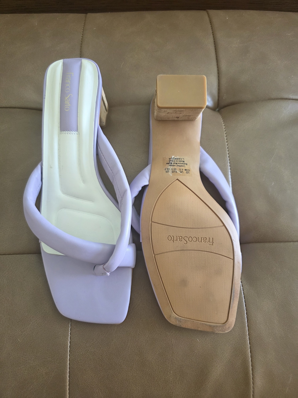 Franco Sarto Lilac Padded Strap Square-Toe Slide Mules